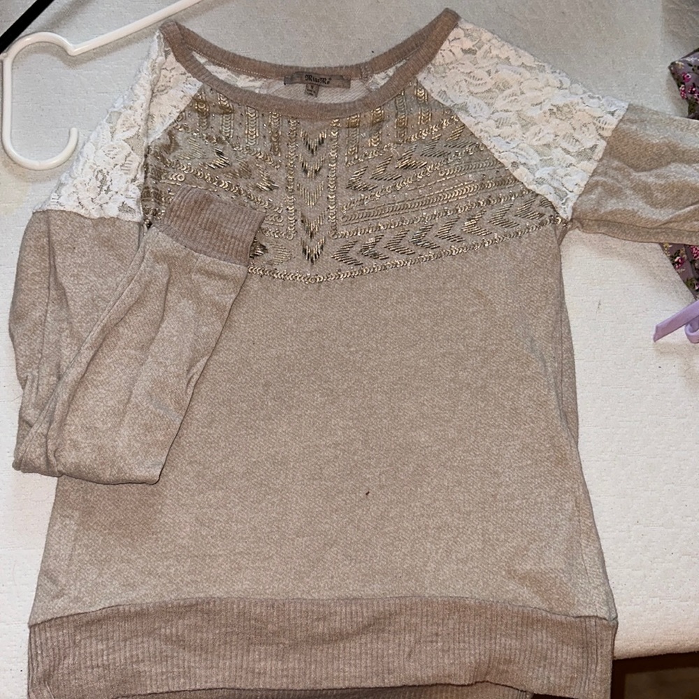 miss me sequin and lace long sleeve